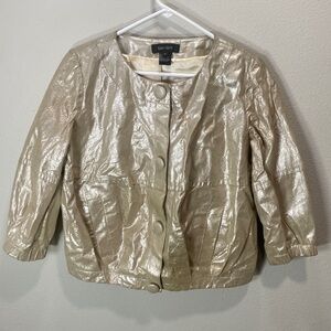 Karen‎ Kane gold tone leather jacket half sleeve